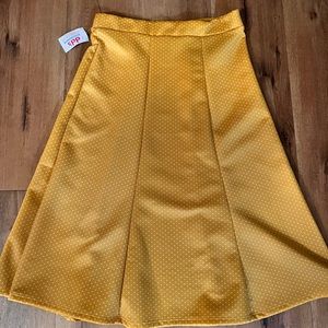Women’s mustard yellow small Polka dot print Aline pleated skirt size L